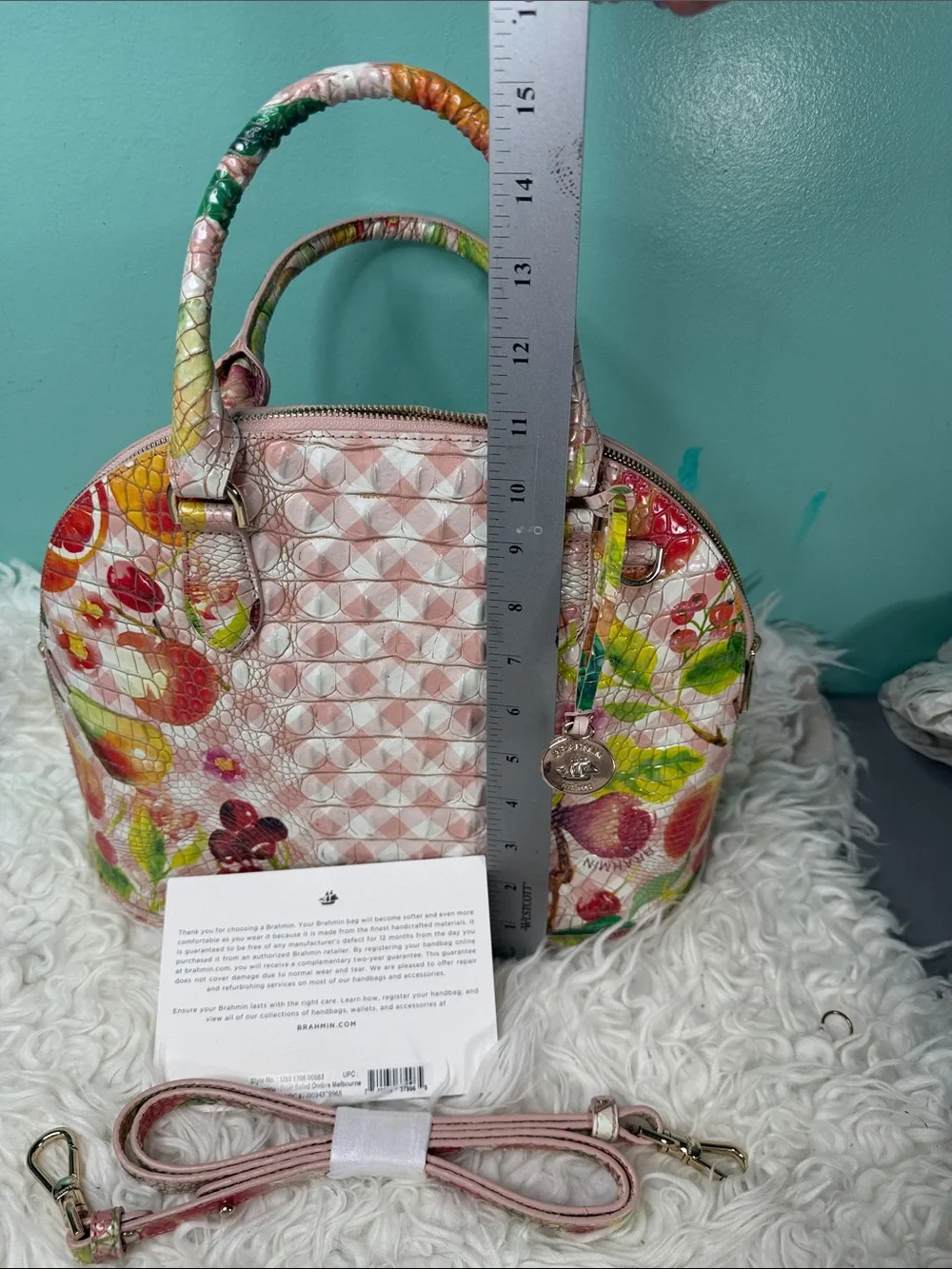 New Brahmin Georgina fruit Ombre salad Pink Floral Dome Satchel - Picture 11 of 17